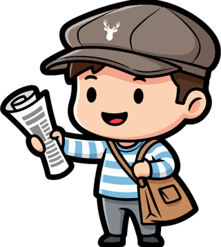 The Dunmorean newsboy holding up a paper