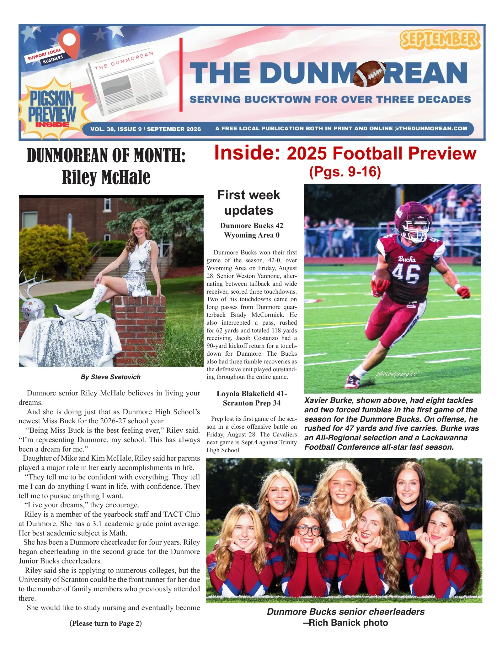 Front page of the September 2026 Dunmorean