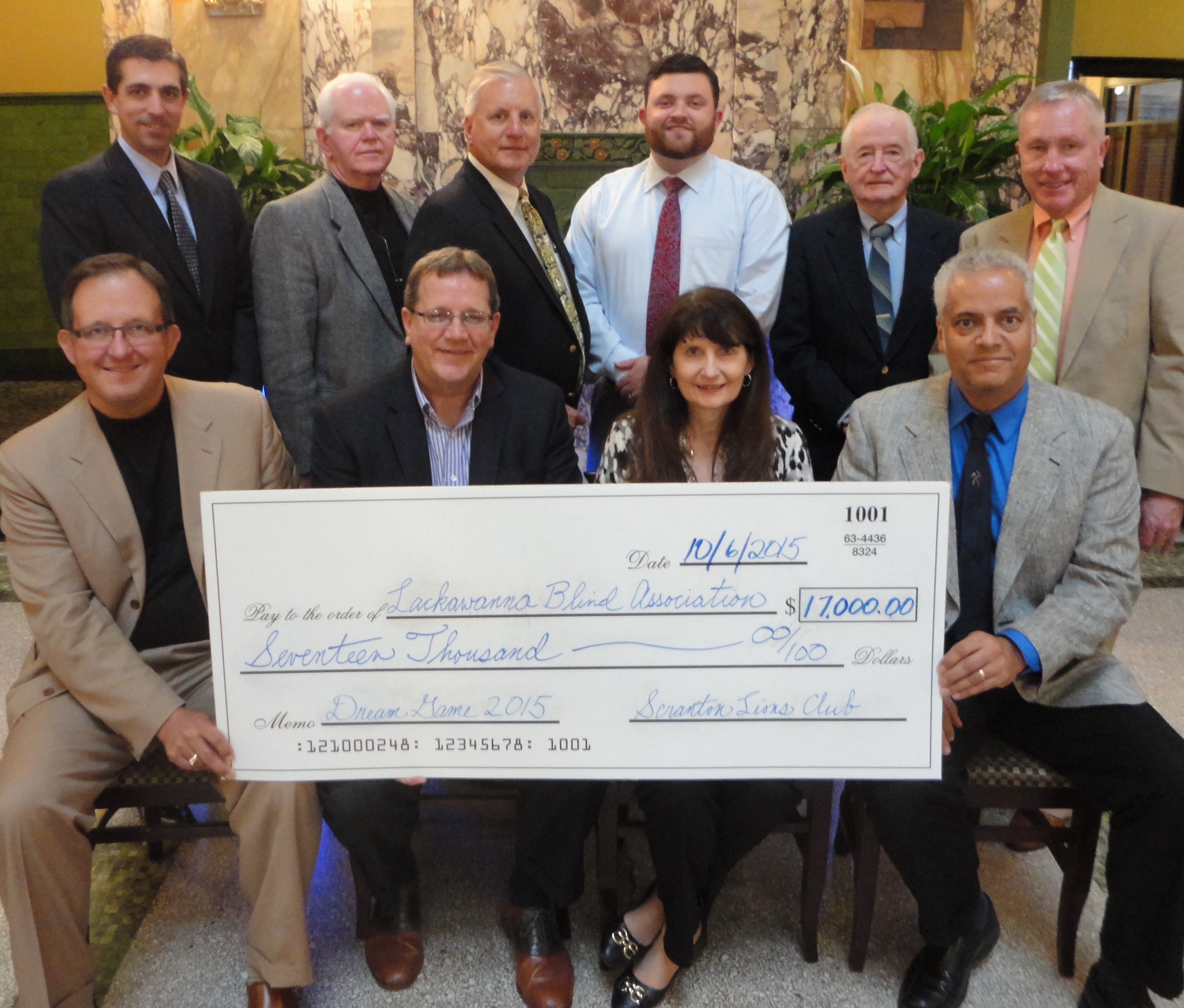 Funds from Dream Game Benefit Lackawanna Blind Association